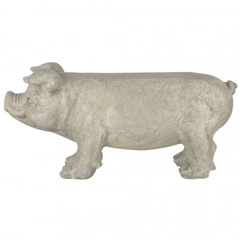 Esschert design banc de jardin en pierre en forme de cochon gris