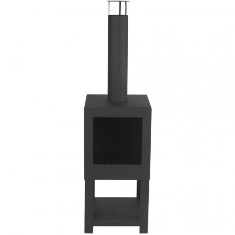 Esschert design cheminée d'extérieur avec rangement de bois noir ff410