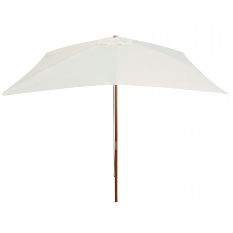 Vidaxl parasol avec poteau en bois 200 x 300 cm blanc crème