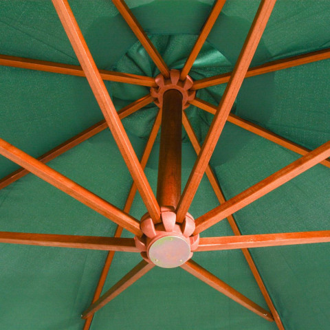 Parasol 350 cm Poteau en bois Vert