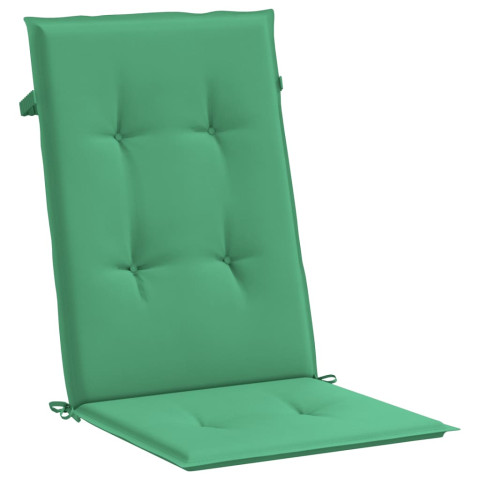 Coussins de chaise de jardin à dossier haut lot de 2 vert tissu