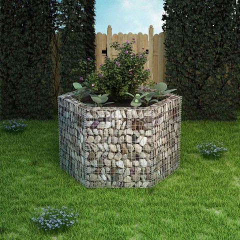 Jardinière à gabion hexagonale 160 x 139 cm - Hauteur au choix