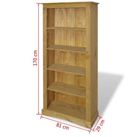 Étagère armoire meuble design bibliothèque à 5 niveaux pin 170 cm marron 