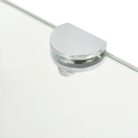Étagère armoire meuble design de coin + supports chromés verre transparent 25 x 25 cm 