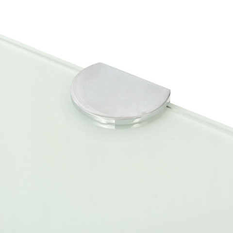 Étagère armoire meuble design de coin avec supports chromés verre blanc 25 x 25 cm 