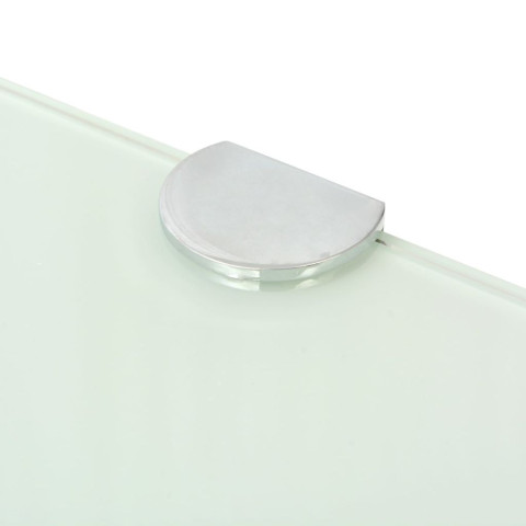 Étagère armoire meuble design de coin avec supports chromés verre blanc 45 x 45 cm 