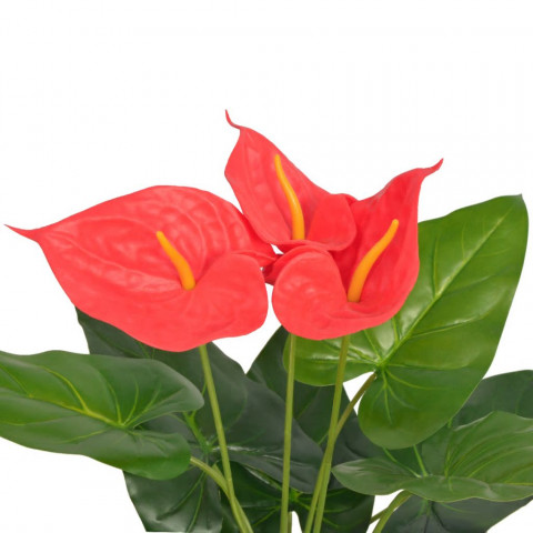 Plante artificielle avec pot anthurium 45 cm rouge et jaune