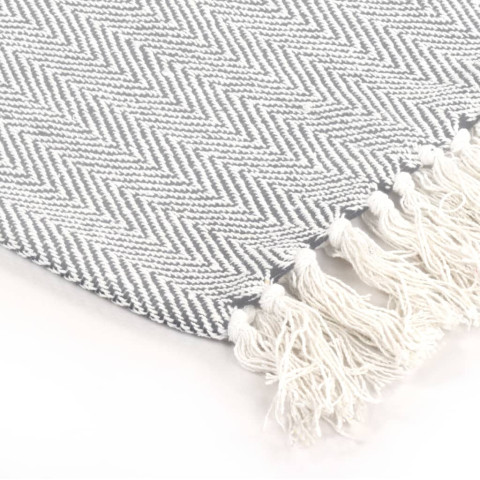 Couverture coton à chevrons 125x150 cm gris