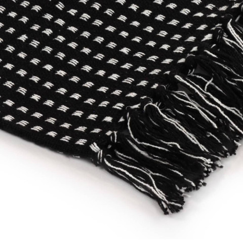 Couverture coton à carreaux 160x210 cm noir