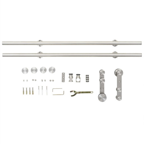 Kit fixation porte coulissante 183 cm acier inoxydable argenté