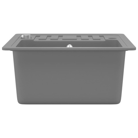 Vidaxl évier de cuisine en granit bac unique gris 575 x 460 x 280 mm