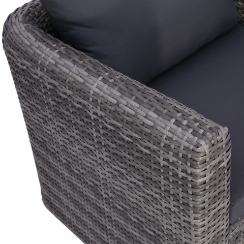 Chaise de jardin avec coussin et oreiller résine tressée gris