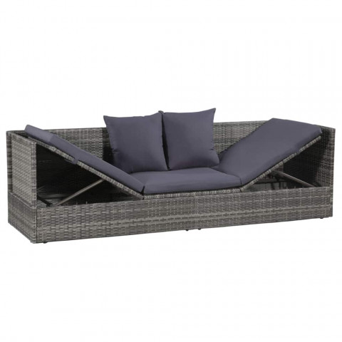 Vidaxl canapé de jardin résine tressée 200 x 60 x 58 cm gris