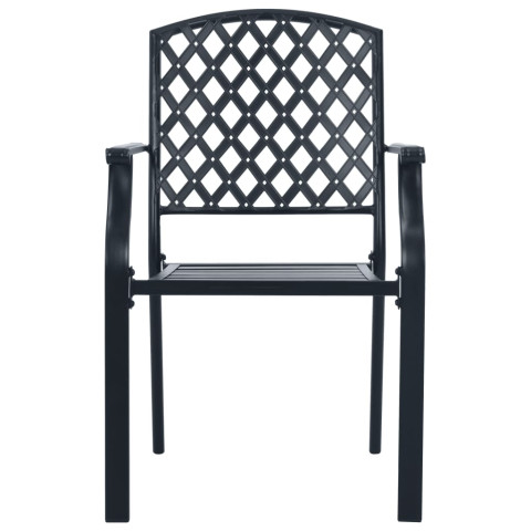 Vidaxl chaises empilables d'extérieur 2 pcs acier noir
