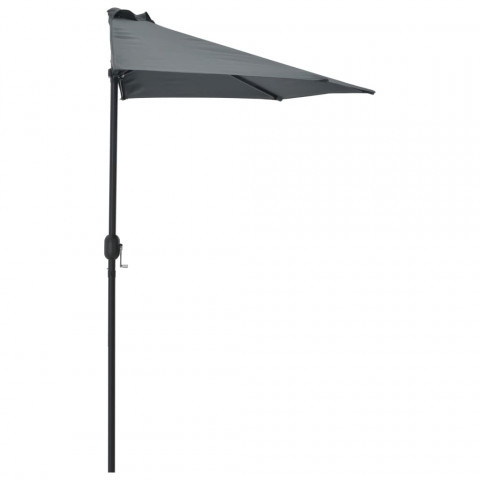 Parasol de balcon et mât en aluminium anthracite 270x135cm demi