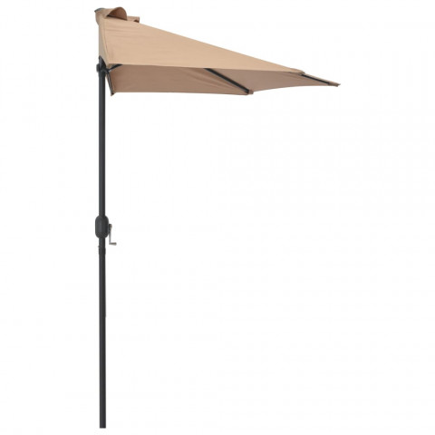 Parasol de balcon avec mât en aluminium taupe 270x135 cm demi