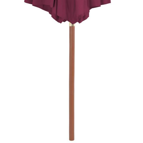 Parasol avec mât en bois 300 cm rouge bordeaux 