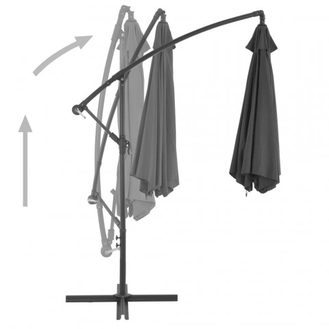 Vidaxl parasol en porte-à-feux avec poteau aluminium 300 cm anthracite