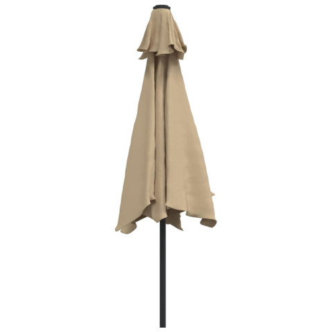 Parasol d'e x térieur avec led et mât en acier 300 cm taupe helloshop26 02_0008177