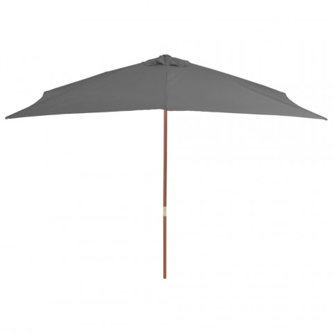 Vidaxl parasol d'extérieur avec mât en bois 200 x 300 cm anthracite