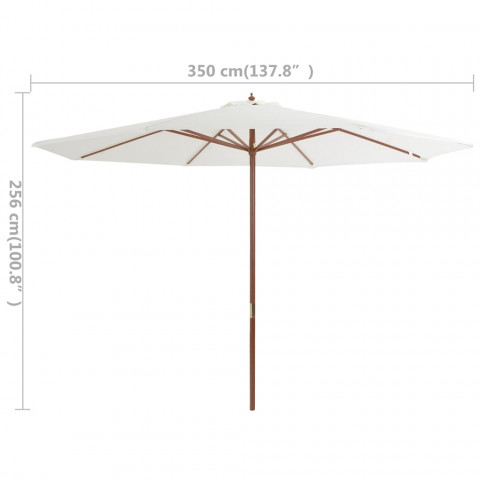 Parasol d'extérieur avec mât en bois 350 cm - Couleur au choix