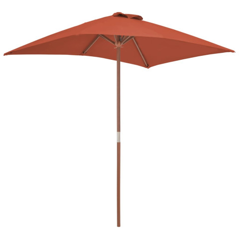 Parasol d'extérieur avec mât en bois 150 x 200 cm orange helloshop26 02_0008243