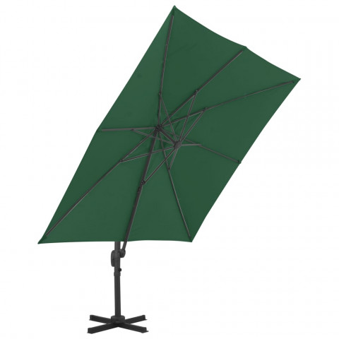 Vidaxl parasol en porte-à-faux avec mât en aluminium 400x300 cm vert