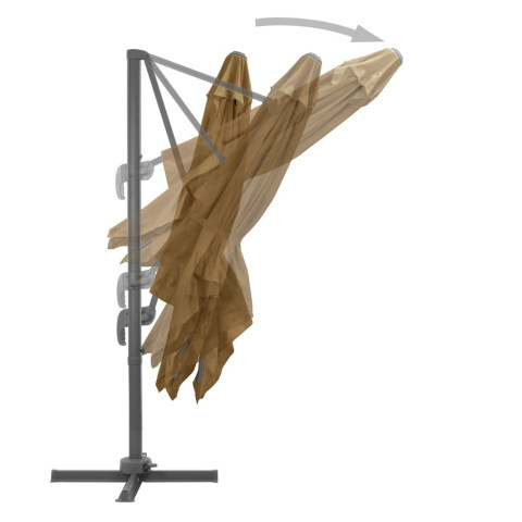 Parasol en porte-à-fau x avec mât en aluminium 300 x 300 cm taupe 
