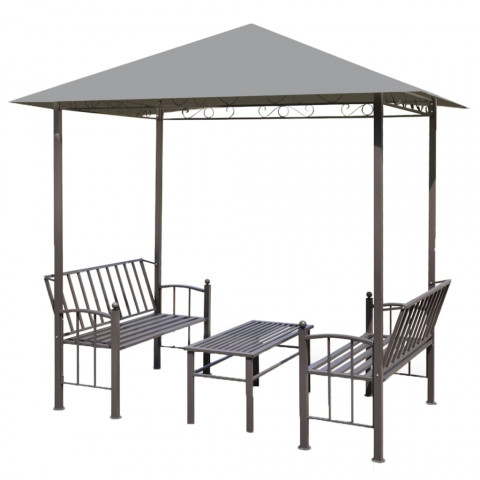 Chapiteau de jardin avec table et bancs 2,5x1,5x2,4m anthracite