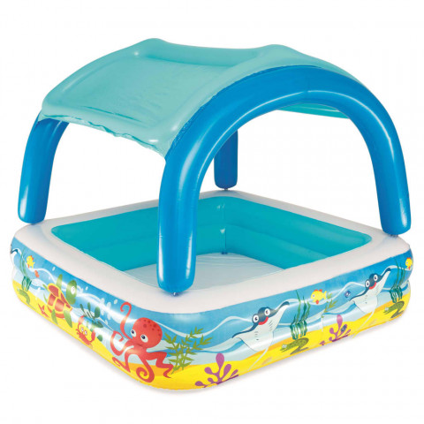Piscine avec auvent 140 x 140 x 114 cm bleu 52192