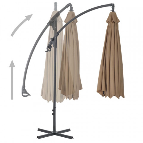 Vidaxl parasol en porte-à-feux avec poteau en acier 300 cm taupe