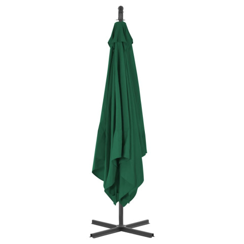 Parasol meuble de jardin en porte-à-faux avec mât en acier 250 x 250 cm vert helloshop26 02_0008645