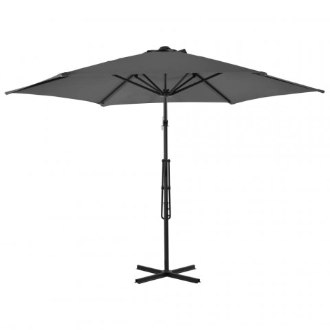Parasol d'extérieur avec poteau en acier 300 cm anthracite