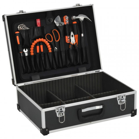 Valise à outils 46 x 33 x 16 cm noir aluminium