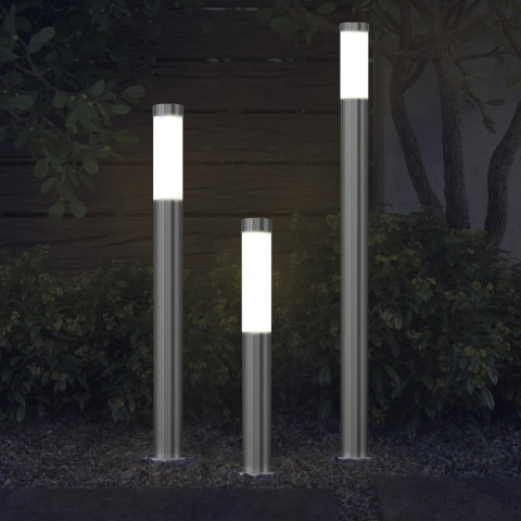 Ensemble de 3 lampes de jardin étanches acier inoxydable