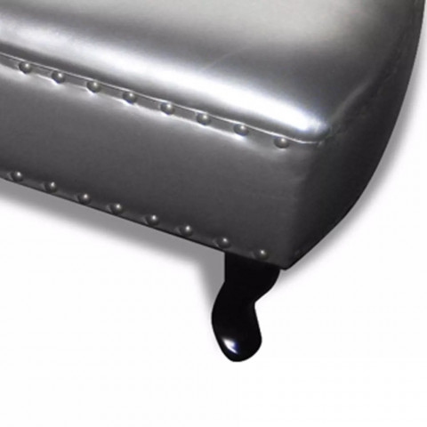 Vidaxl canapé méridienne chesterfield capitonné argent Vidaxl canapé méridienne chesterfield capitonné argent