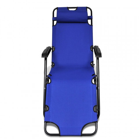 Vidaxl chaise longue 2 pcs avec repose-pied pliable réglable bleu