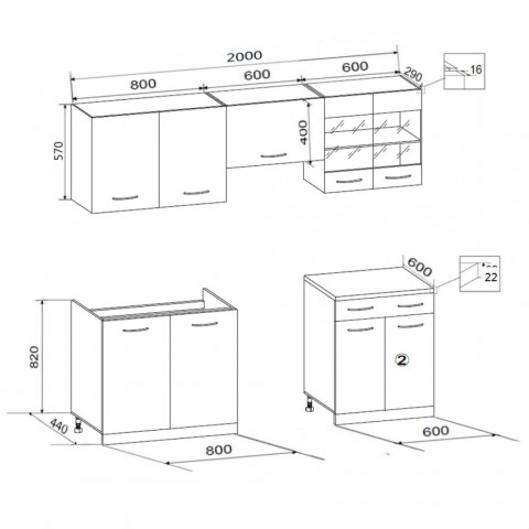 Vidaxl armoire de cuisine 5 pcs blanc haut brillance 200 cm