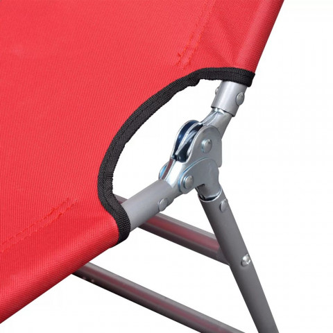 Vidaxl chaise longue pliable avec dossier réglable rouge