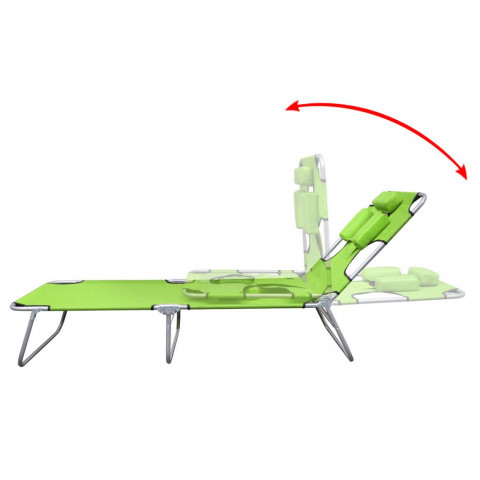 Vidaxl chaise longue avec coussin de tête dossier réglable vert pomme