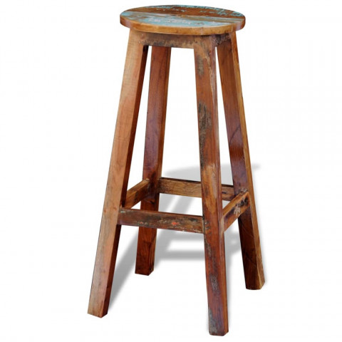 Tabouret de bar bois de récupération massif