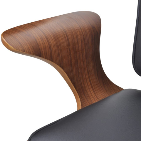 Chaise de bureau bois courbé avec tapisserie en similicuir