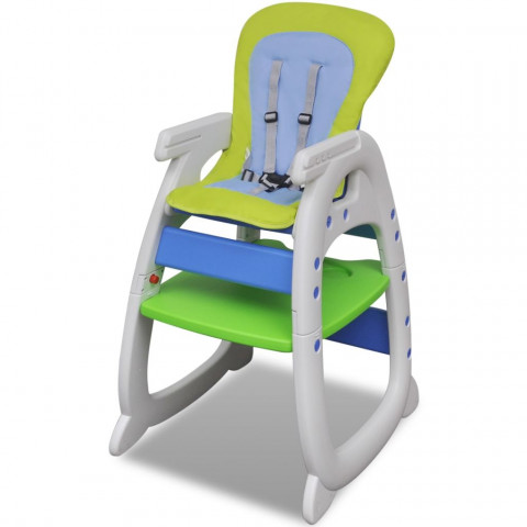 Vidaxl chaise haute convertible 3 en 1 bleu/vert