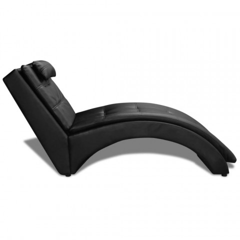 Vidaxl chaise longue avec oreiller cuir synthétique noir