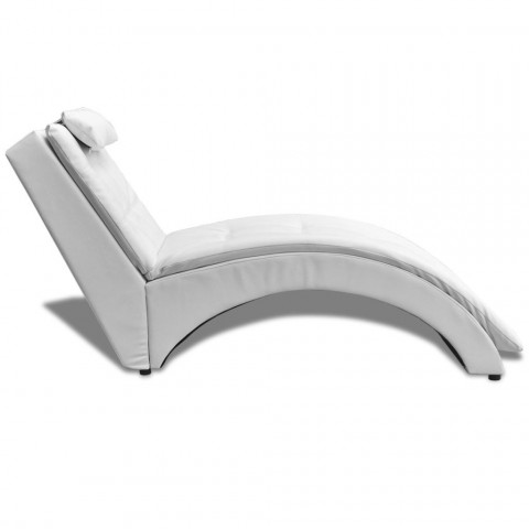 Vidaxl chaise longue avec oreiller cuir synthétique blanc