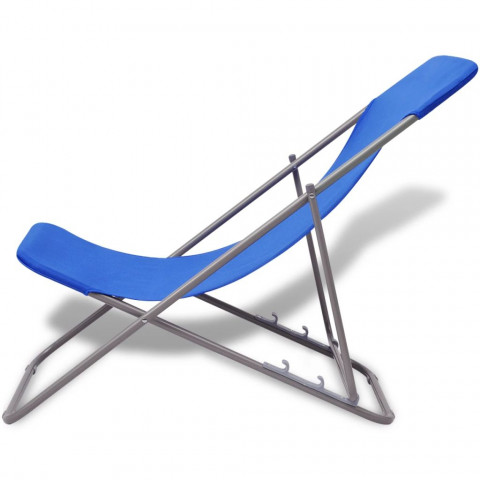 Vidaxl chaise de plage pliable 2 pcs bleu