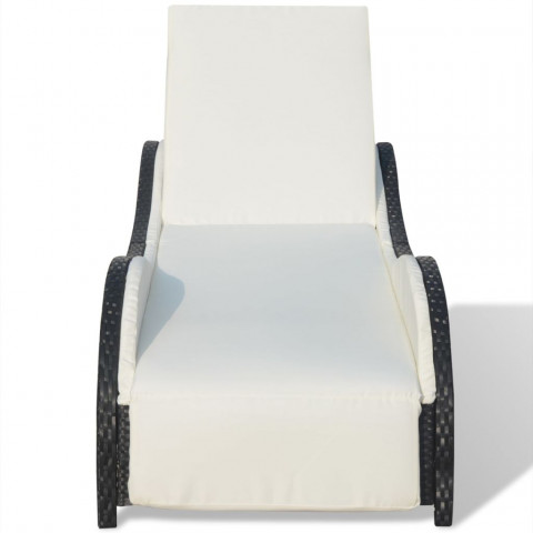 Vidaxl chaise longue avec coussin forme ondulée noir résine tressée