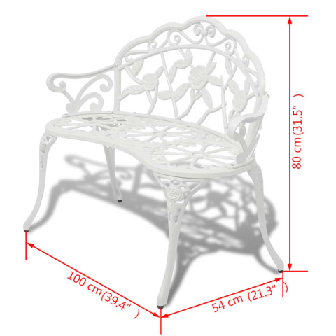 Banc de jardin meuble de patio d'extérieur terrasse 100 x 54 x 80 cm aluminium coulé - Couleur au choix