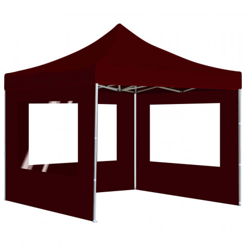 Tente de réception pliable avec parois Aluminium 3x3 m Bordeaux