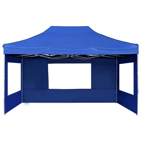 Tente de réception pliable avec parois Aluminium 4,5x3 m Bleu